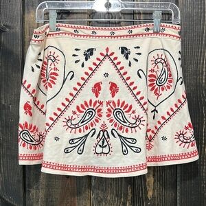 Free People‎ Flirt Alert Embroidered Paisley Tube Top Red Cream Boho Size S